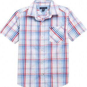 Tommy Hilfiger Kids' Core Short Sleeve Plaid Button-Up Shirt Size L (16-18)